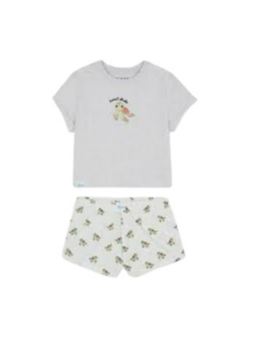 229 PIJAMA GRIS Y VERDE SHORT + CAMISETA PIXAR – TORTUGUITA - Imagen 1