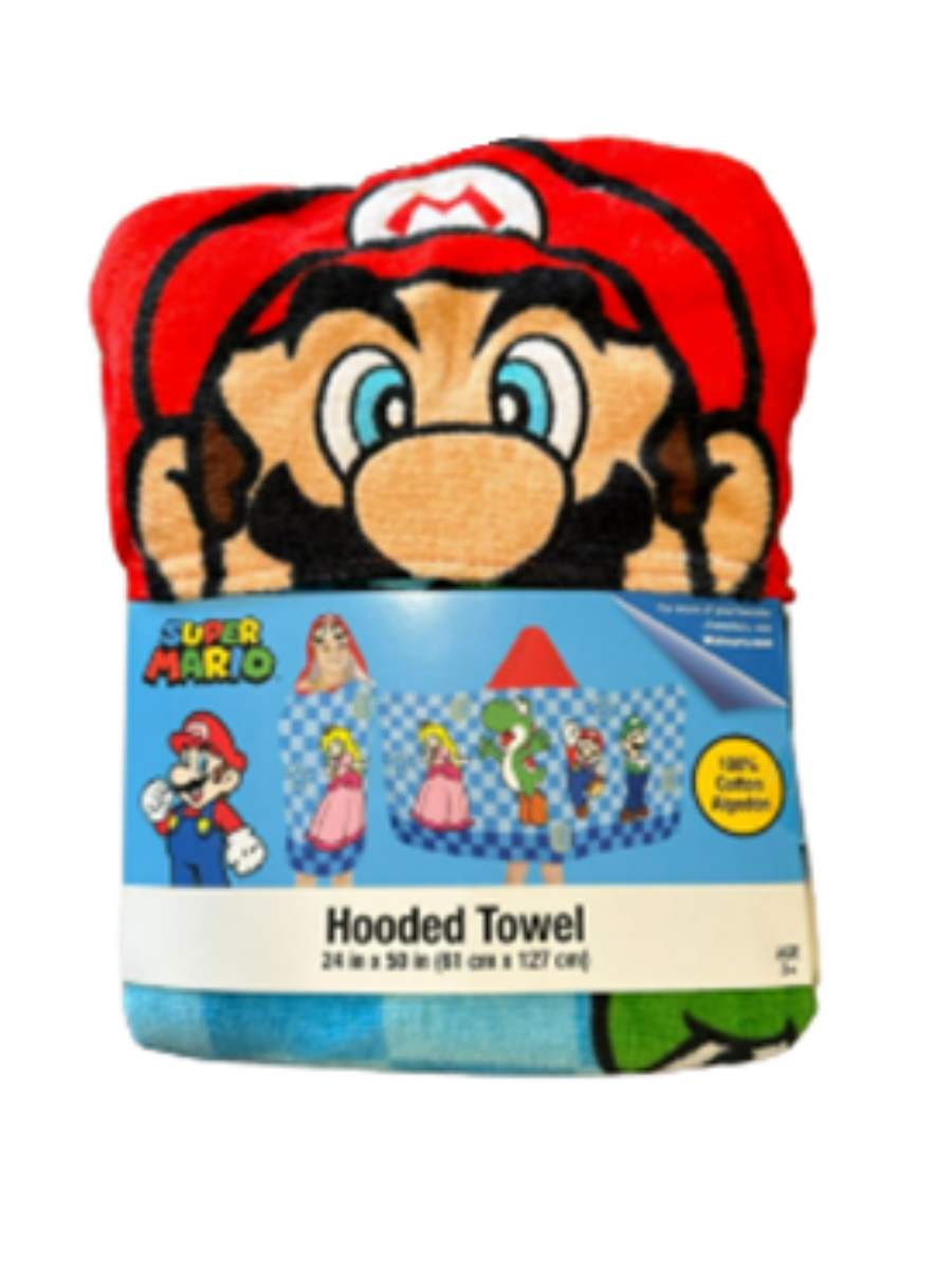 38 TOALLA CON CAPUCHA – SUPER MARIO (100% ALGODÓN) - Imagen 1