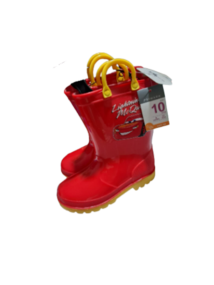 BOTAS DE LLUVIA ROJAS CON AMARILLO, DISEÑO DISNEY PIXAR CARS LIGHTNING MCQUEEN