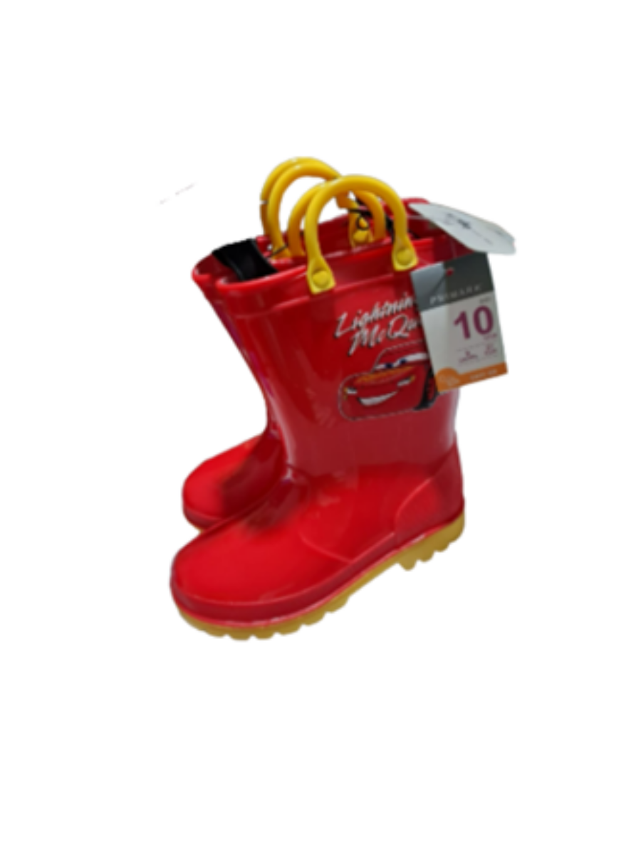 97 BOTAS DE LLUVIA ROJAS CON AMARILLO, DISEÑO DISNEY PIXAR CARS LIGHTNING MCQUEEN - Imagen 1